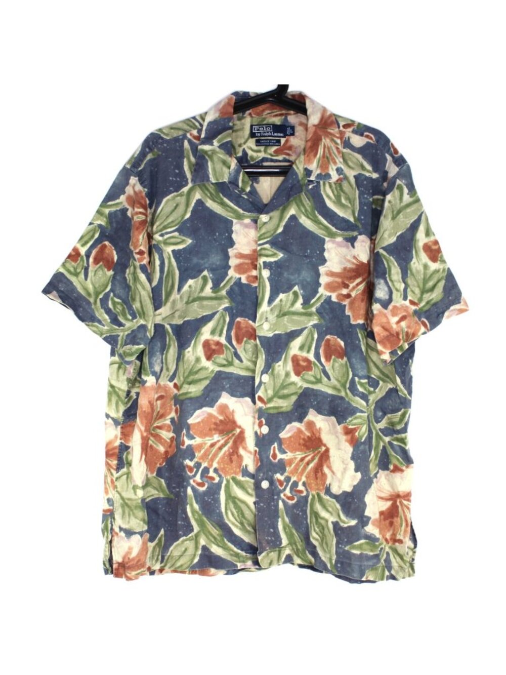 Polo Ralph Lauren Mens Large Watercolor Vintage Camp Loop Button Up Shirt H1055